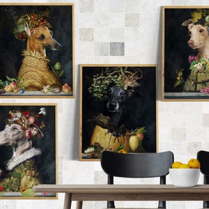 Italienischer Windhund Geschenke, Iggy Hund Kunst, Winter, Frühling, Sommer, Herbst, vier Jahreszeiten Arcimboldo, Renaissance Hund Mama & Papa Geschenke Bild 7