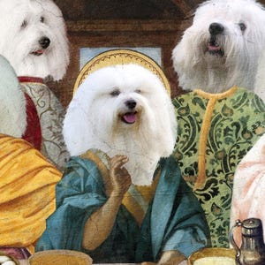 Coton de Tulear Dog Last Supper Art: Renaissance Masterpiece Print, Personalized Pet Portrait image 2
