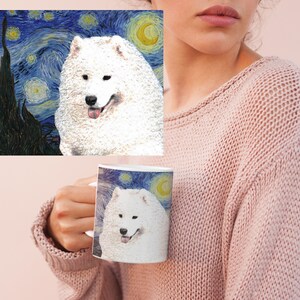 Samoyed Art CANVAS Starry Night Van Gogh Customized Samoyed Dog Print ...