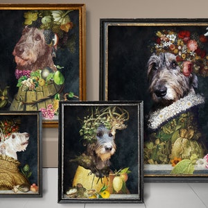 Four Seasons Irish Wolfhound Art, Wolfhound Dog Gifts, Winter, Spring, Summer, Autumn, Arcimboldo, Renaissance Dog Mom & Dad gifts