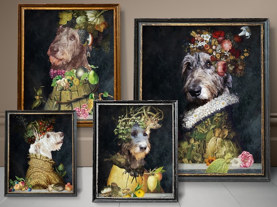 Four Seasons Irish Wolfhound Art: Renaissance Dog Canvas