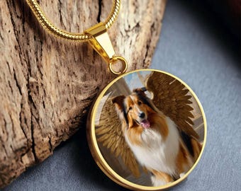 Collar personalizado de Collie de pelo largo - Colgante con foto de perro personalizado - Joyería conmemorativa para mascotas - Regalo para amantes de los perros