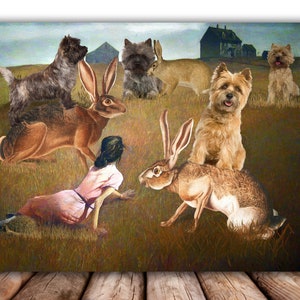 Cairn Terrier Art Christina's World CANVAS Print Dog riding Hare Mom & Dad gifts wall art by Nobility Dogs image 7