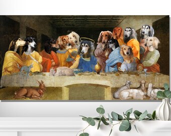 Arte de la Última Cena del Perro Saluki: Impresión de una Obra Maestra del Renacimiento, Retrato Personalizado de Mascota
