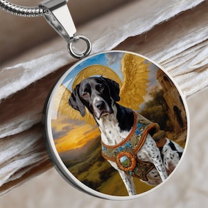 Collar de ángel de pointer alemán de pelo corto, colgante de pointer con opción de grabado, regalos para perros del Renacimiento, joyas para perros personalizadas
