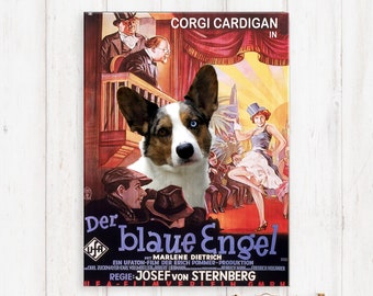 The Blue Angel Cardigan Welsh Corgi Art Movie Poster Cardigan Dog Personalized Gifts Ad (GALLERY WRAP Canvas, Fine Art Print, Mug)