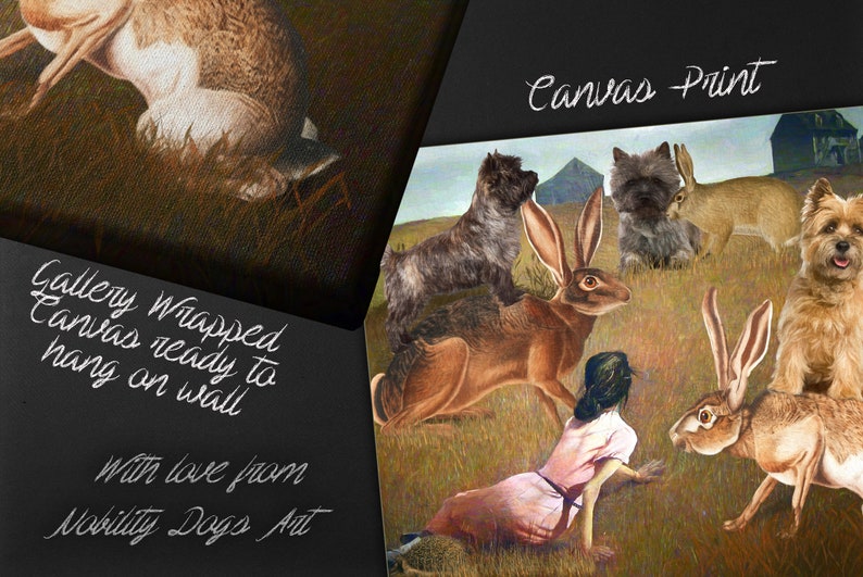 Cairn Terrier Art Christina's World CANVAS Print Dog riding Hare Mom & Dad gifts wall art by Nobility Dogs image 4