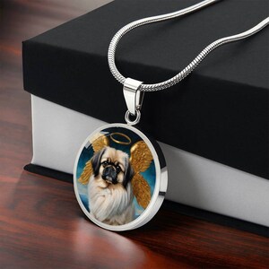 Pekingese Angel Necklace, Pekingese Dog Pendant with Engraving Option, Renaissance Dog Gifts, Custom Dog Memorial Jewelry image 8