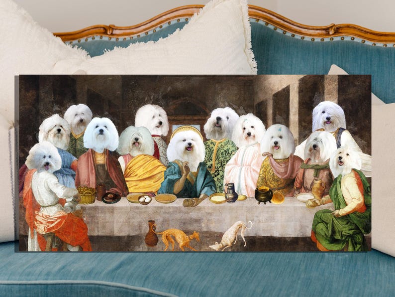 Coton de Tulear Dog Last Supper Art: Renaissance Masterpiece Print, Personalized Pet Portrait image 9