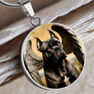 Cane Corso Necklace, Personalized with Your Dog Angel, Italian Mastiff Gift, Engrave Option, Renaissance Dog Memorial Pendant
