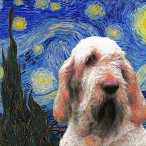 Spinone Italiano Art CANVAS Starry Night Van Gogh Customized Spinone Dog Print and Mug Personalized Dog Portrait Mom & Dad gifts