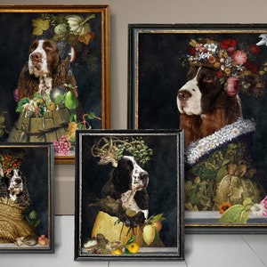 Four Seasons English Springer Spaniel Art, Springer Dog Gifts, Winter, Spring, Summer, Autumn, Arcimboldo, Renaissance Dog Mom & Dad gifts