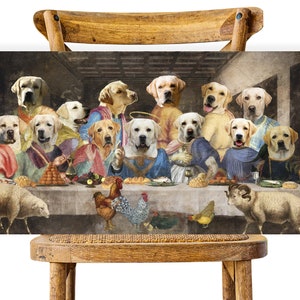 Yellow Labrador Art, Lab Dog Gifts, Labrador Retriever Last Supper, Renaissance Dog Masterpiece Print LIMITED EDITION, Dog Mom & Dad gifts