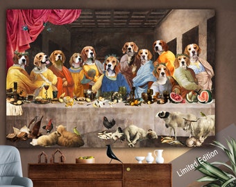 Beagle Artwork Limited Edition Dog Last Supper Art Canvas - Etsy