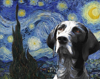 German Shorthaired Pointer Painting Van Gogh Art CANVAS Starry Night Print GSP Dog Personalized Dog Portrait Mom & Dad gifts
