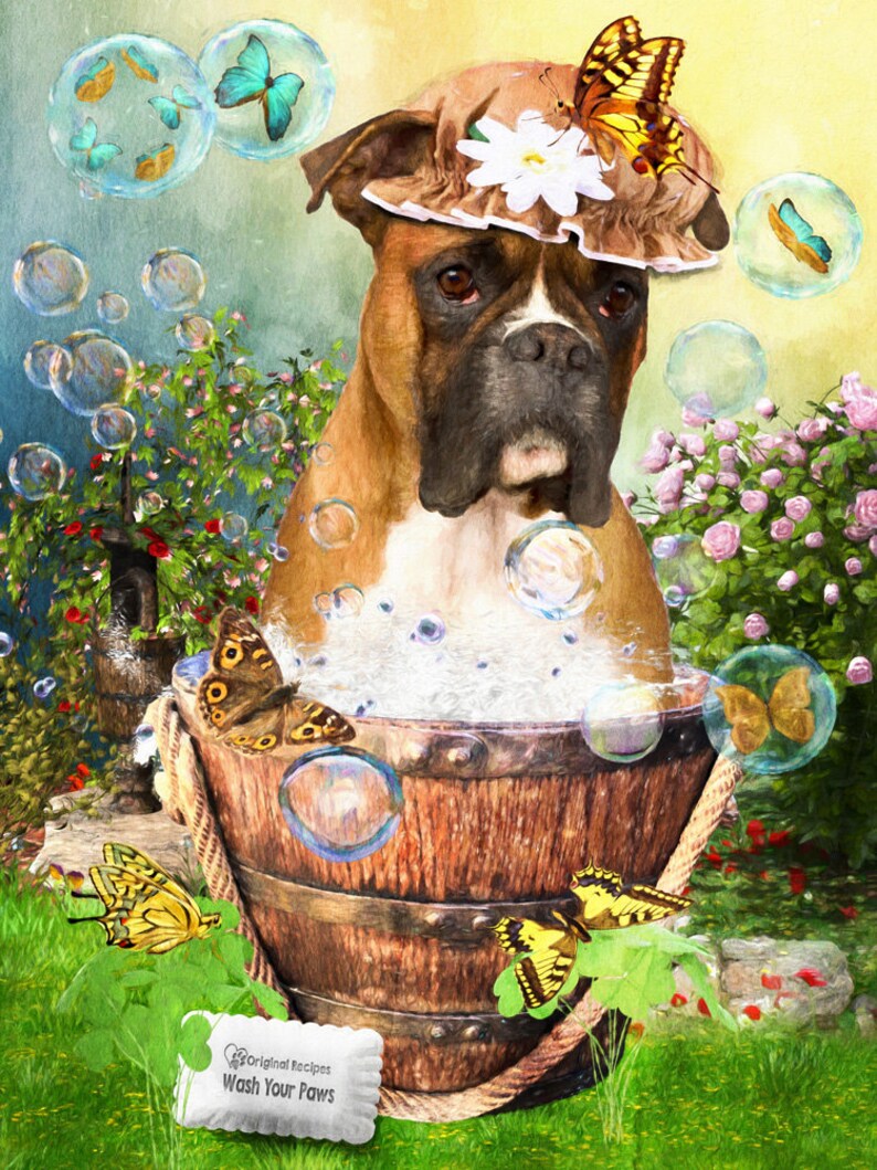 Boxer Hund Kunst waschen Sie Ihre Pfoten wunderliche Fawn Etsy