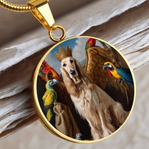 Afghan Hound Jewelry, Personalized with Your Dog, Afghan Hound Dog Angel Necklace, Engrave Option, Renaissance Dog Angel Pendant