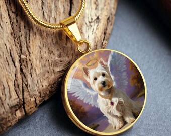 West Highland White Terrier Angel Pendant Westie Dog Necklace Renaissance Dog Engrave Option Renaissance Dog Custom Dog Memorial Je Etsy