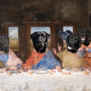 Black Labrador Last Supper Art: Renaissance Dog Canvas Print (Limited Edition), Personalized Pet Portrait image 2