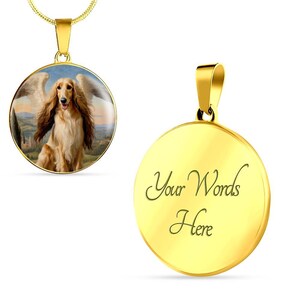 Afghan Hound Angel Necklace, Dog Pendant with Engraving Option, Renaissance Dog Gifts, Custom Dog Memorial Jewelry image 9