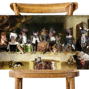 Xoloitzcuintli Gifts, Haunting Last Supper Art, Xoloitzcuintle Gallery Wrap, Renaissance Masterpiece Famous Painting, Dog Mom & Dad gifts