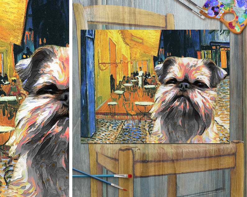 BRUSSELS GRIFFON LADY AND NAMED DOGS LOVELY VINTAGE STYLE DOG PRINT POSTER