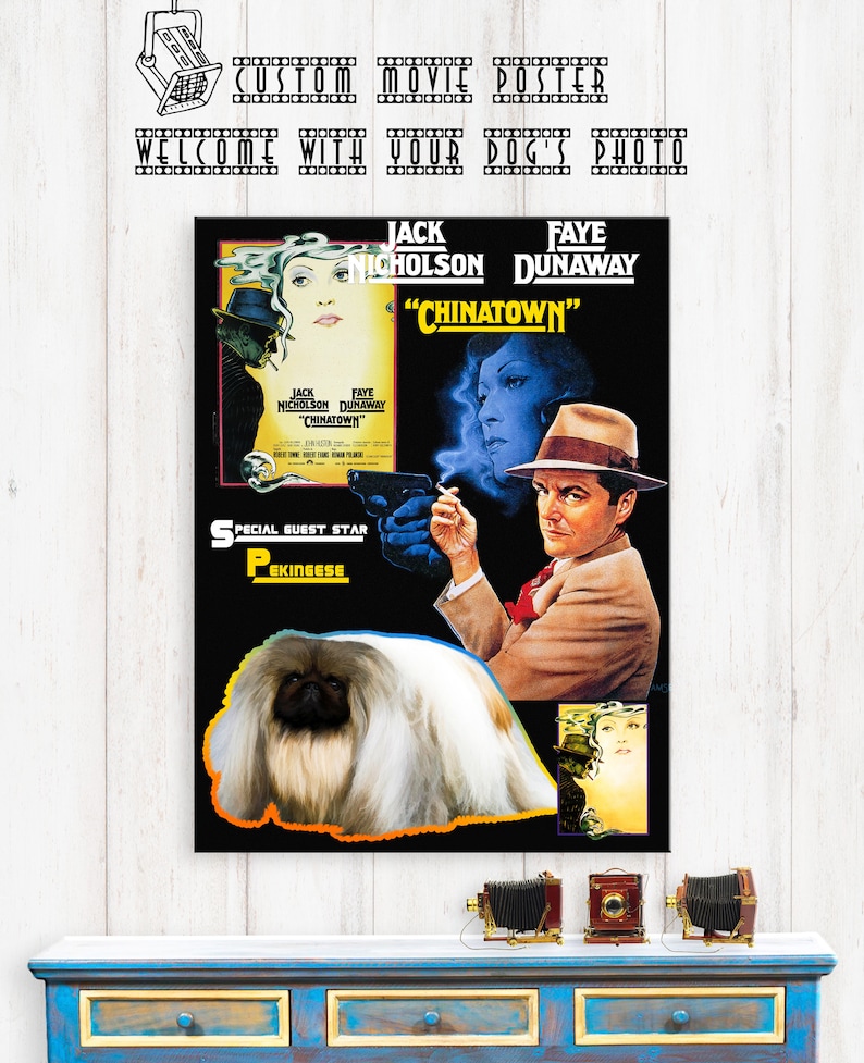 Pekingese Art Chinatown Movie Poster Print Pelchie Gifts by Nobility Dogs