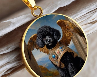 Regalo para mamás de perros caniche negro: collar de perro ángel, colgante conmemorativo personalizado para cachorros.