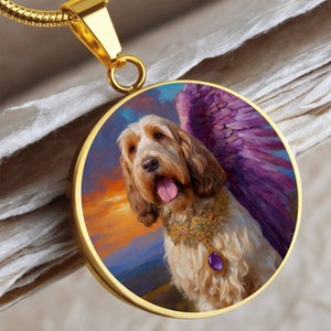 Spinone Italiano Angel Necklace, Italian Spinone Pendant, Engrave Option, Renaissance Dog, Dog Memorial Jewelry