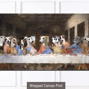 Retrato real personalizado de perro Whippet de la Última Cena, Retratos de perros reales, Retrato real personalizado de mascota, Arte canino regio imagen 11