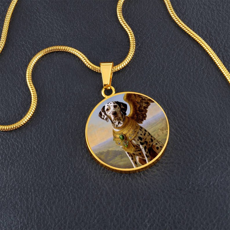 Collier ange pour chien dalmatien tacheté de foie, personnalisé avec option de gravure, cadeaux chien ange, pendentif ange, bijoux commémoratifs de chien personnalisés image 10