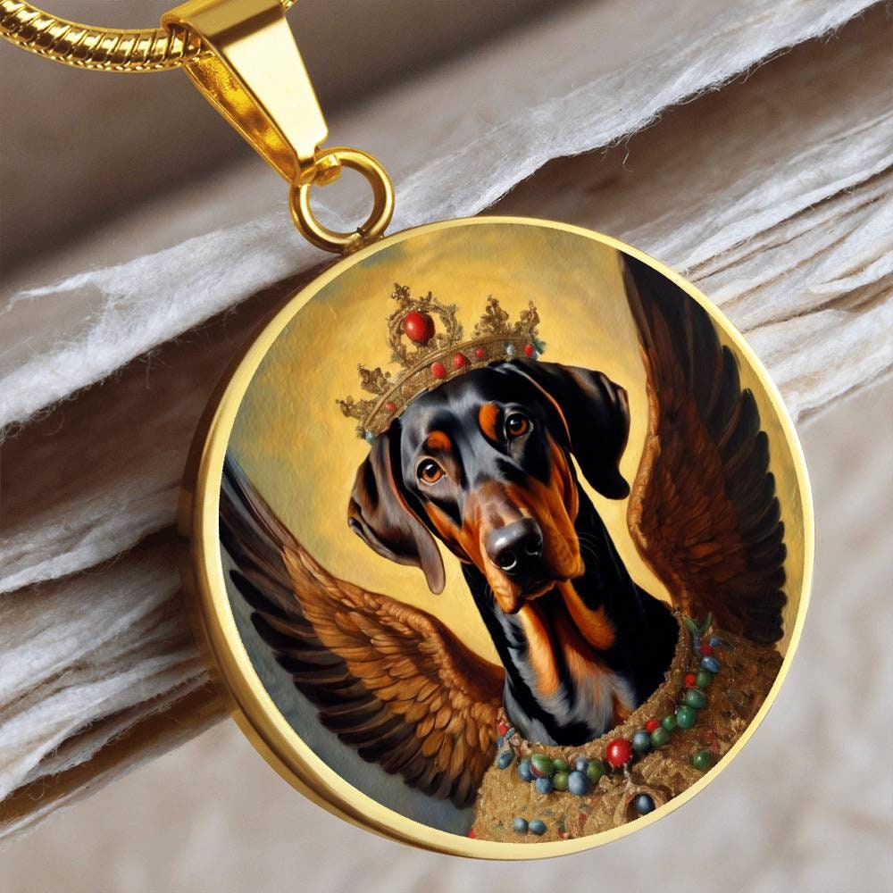 Doberman Angel Pendant Red Doberman Pinscher Dog Necklace Personalized Engraving Renaissance Dog Custom Dog Memorial Jewelry