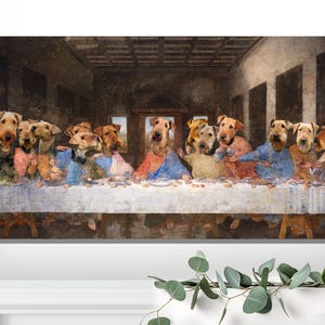 Airedale Terrier Last Supper Canvas Print: Renaissance Dog Art, Personalized Pet Portrait image 6