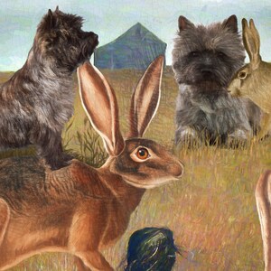 Cairn Terrier Art Christina's World CANVAS Print Dog riding Hare Mom & Dad gifts wall art by Nobility Dogs image 2