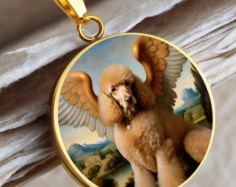 Regalo para mamás de caniches albaricoque - Collar de perro ángel - Colgante conmemorativo personalizado para caniche estándar