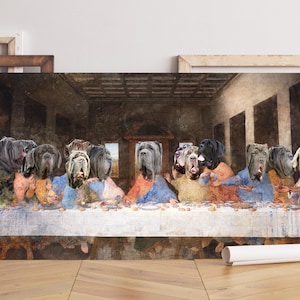 Neapolitan Mastiff Dog Last Supper Art by Leonardo Da Vinci, Dog Gallery Wrap, Renaissance Masterpiece Nobility Dog Mom & Dad gifts