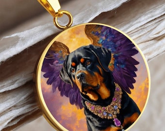 Colgante de ángel rottweiler: collar conmemorativo personalizado para perros