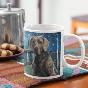 Weimaraner Art CANVAS Starry Night over the Rhone Van Gogh Customized Weimaraner Print and Mug Personalized Dog Portrait Mom & Dad gifts image 2