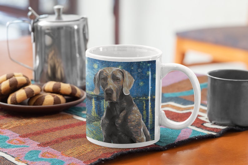 Weimaraner Art CANVAS Starry Night over the Rhone Van Gogh Customized Weimaraner Print and Mug Personalized Dog Portrait Mom & Dad gifts image 2