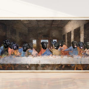 Black Labrador Last Supper Art: Renaissance Dog Canvas Print (Limited Edition), Personalized Pet Portrait image 6