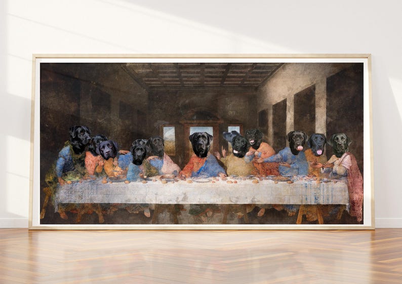 Black Labrador Last Supper Art: Renaissance Dog Canvas Print (Limited Edition), Personalized Pet Portrait image 6