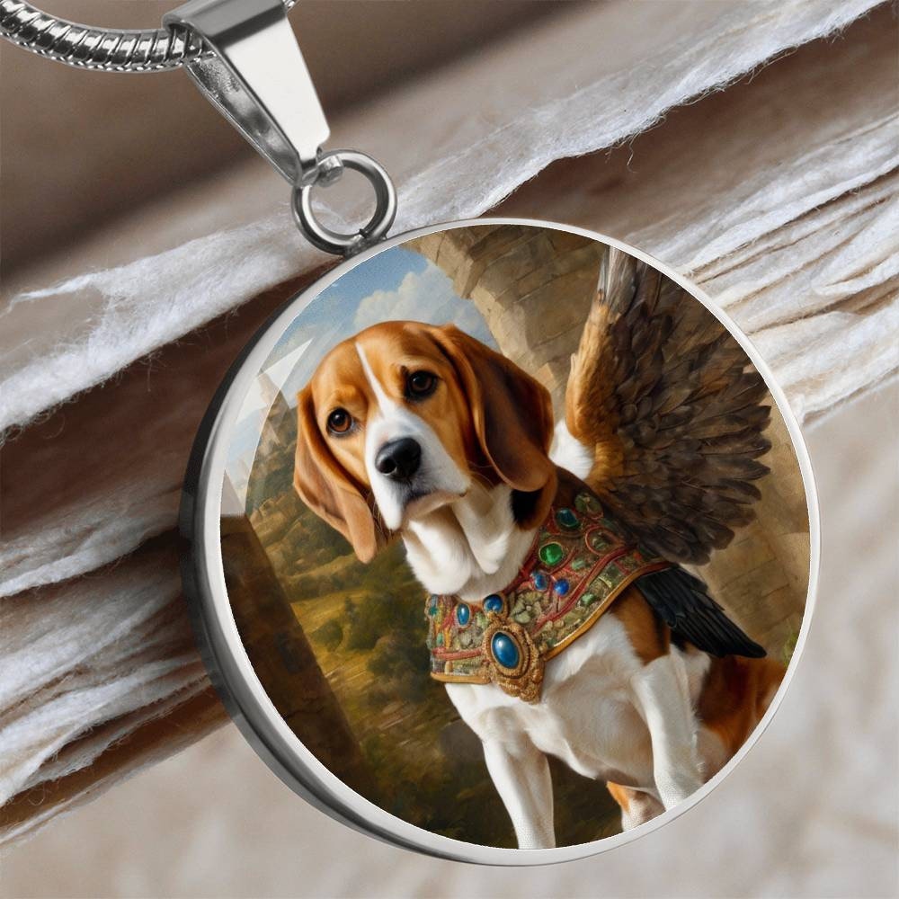 Beagle Angel Pendant Beagle Dog Necklace Renaissance Dog Engrave Option Renaissance Dog Custom Dog Memorial Jewelry
