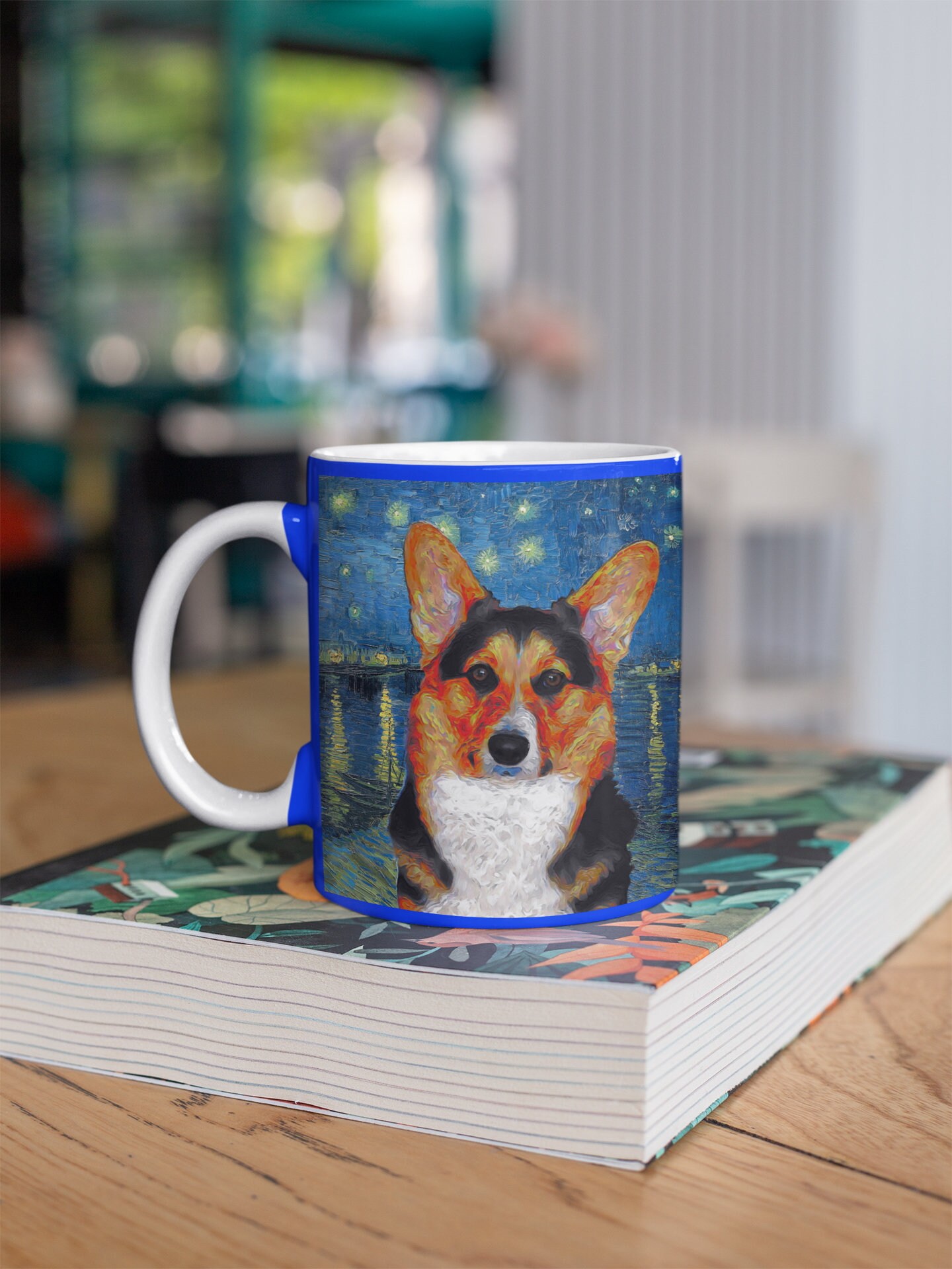 コーギーのプリント画　コーギーとキッチン コーギーのプリント画 コーギーとキッチン