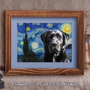 Black Labrador Retriever Art on Canvas The Starry Night Customized Print Personalized Dog Portrait for Mom Dad Perfect Gifts image 5