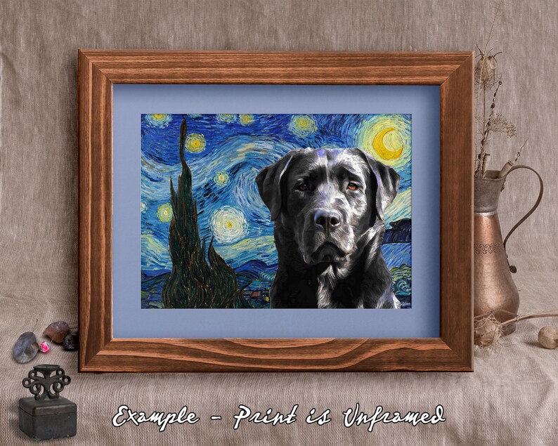 Black Labrador Retriever Art on Canvas The Starry Night Customized Print Personalized Dog Portrait for Mom Dad Perfect Gifts image 5