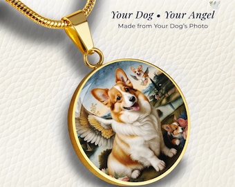 Collar personalizado con retrato de mascota, Pembroke Welsh Corgi, joyería conmemorativa para perros, collar con foto de mascota, regalo familiar para amantes de las mascotas.