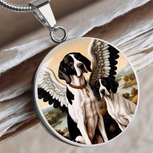 Regalo de perro pointer, collar de ángel de pointer inglés, personalizado con su perro, opción de grabado, colgante conmemorativo de perro renacentista