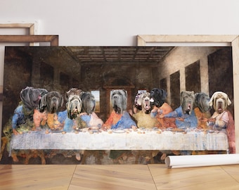 Neapolitan Mastiff Dog Last Supper Canvas Art: Renaissance Pet Portrait, Personalized Art