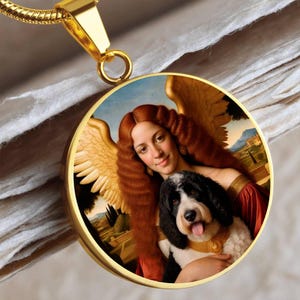 Collar con ángel de perro de agua portugués: joyería conmemorativa personalizada para perros