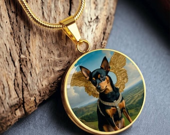 Colgante de ángel de pinscher miniatura: collar conmemorativo personalizado para perros